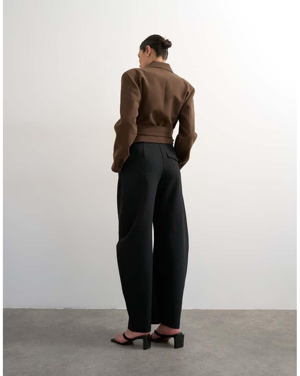 TOPSHOP Black Tailored Barrel Trouser