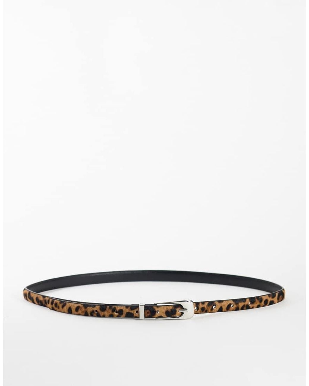 TOPSHOP White Skinny Hair On Real Leather Belt