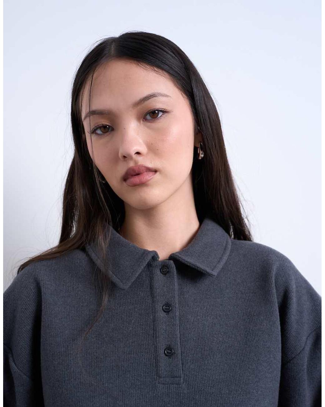 TOPSHOP Blue Soft Touch Boxy Long Sleeve Polo Co-Ord