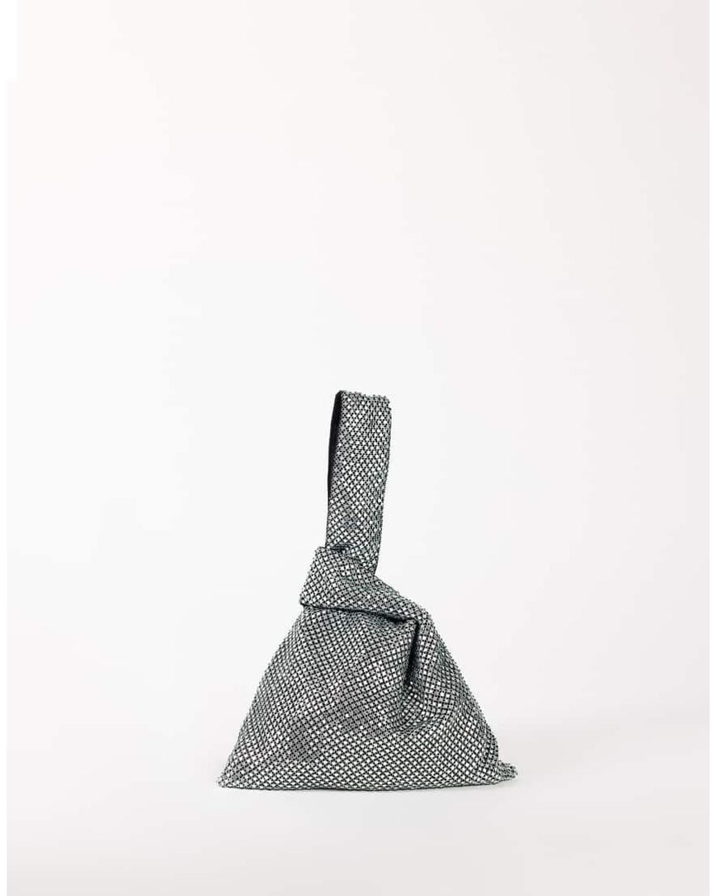 TOPSHOP White Gemma Small Diamante Grab Bag