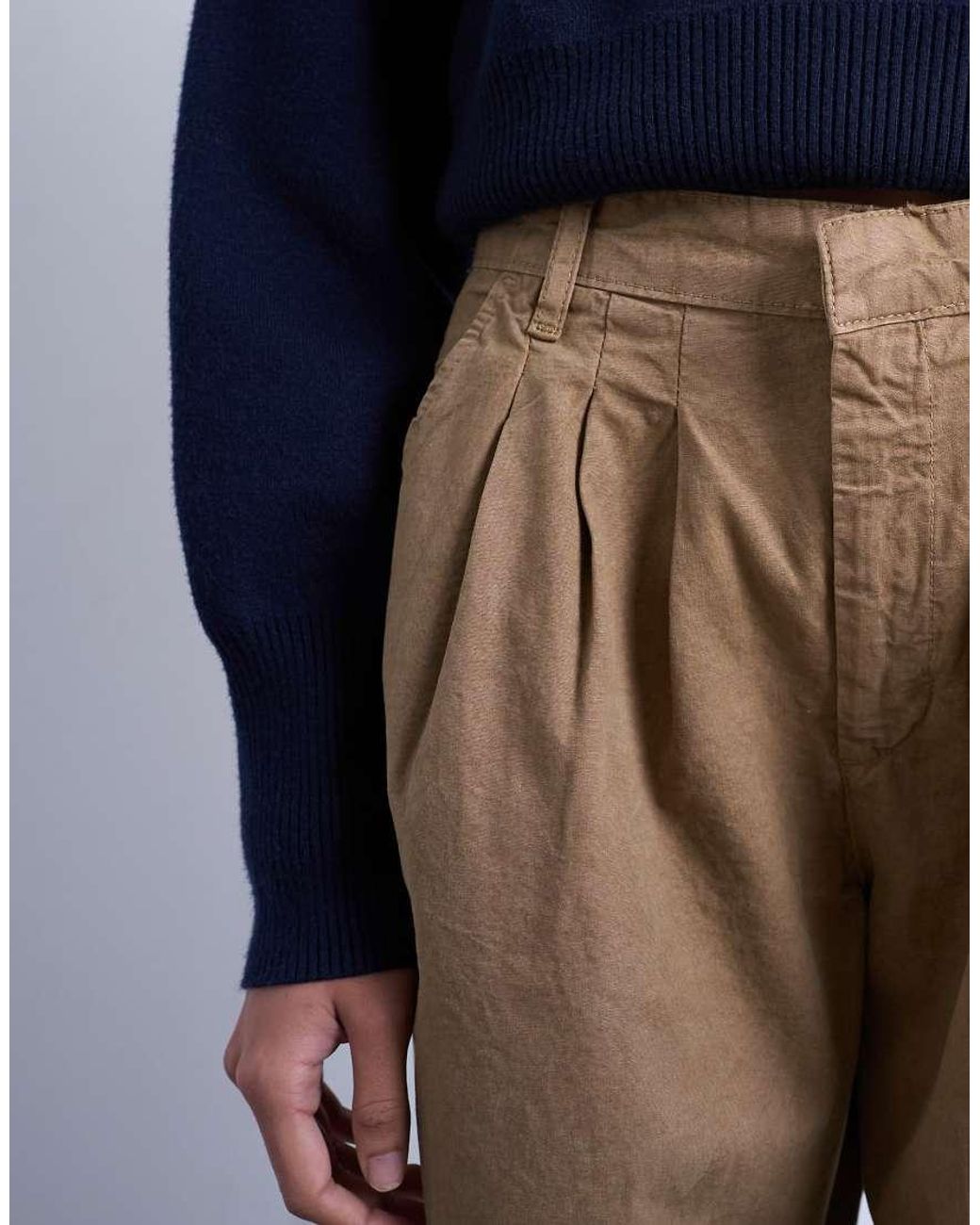TOPSHOP Blue Utility Pintuck Chino Trouser