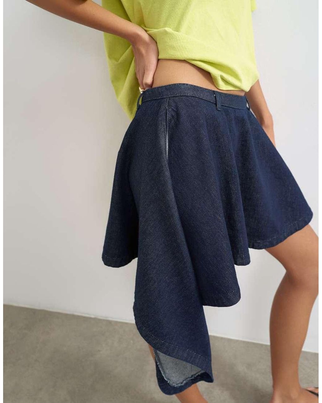 TOPSHOP Blue Denim Asymmetric Mini Skirt