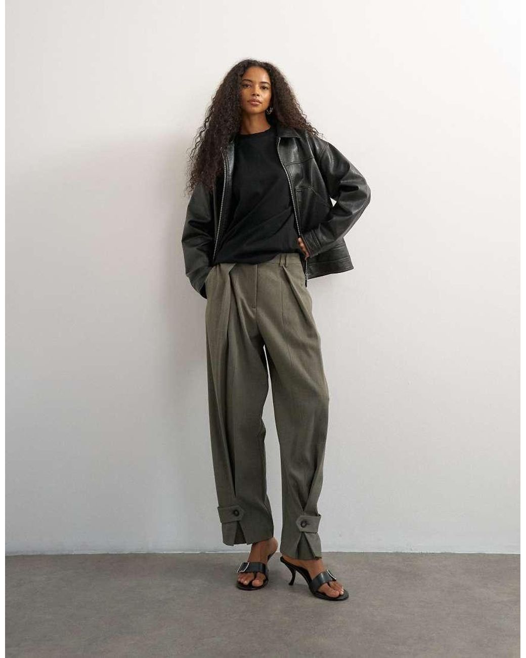 TOPSHOP Natural Co Ord Ovoid Tab Hem Tailored Trouser