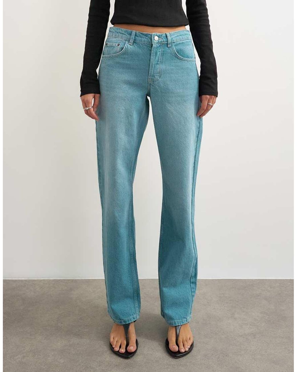 TOPSHOP Blue Ember Low Rise Relaxed Straight Leg Jeans