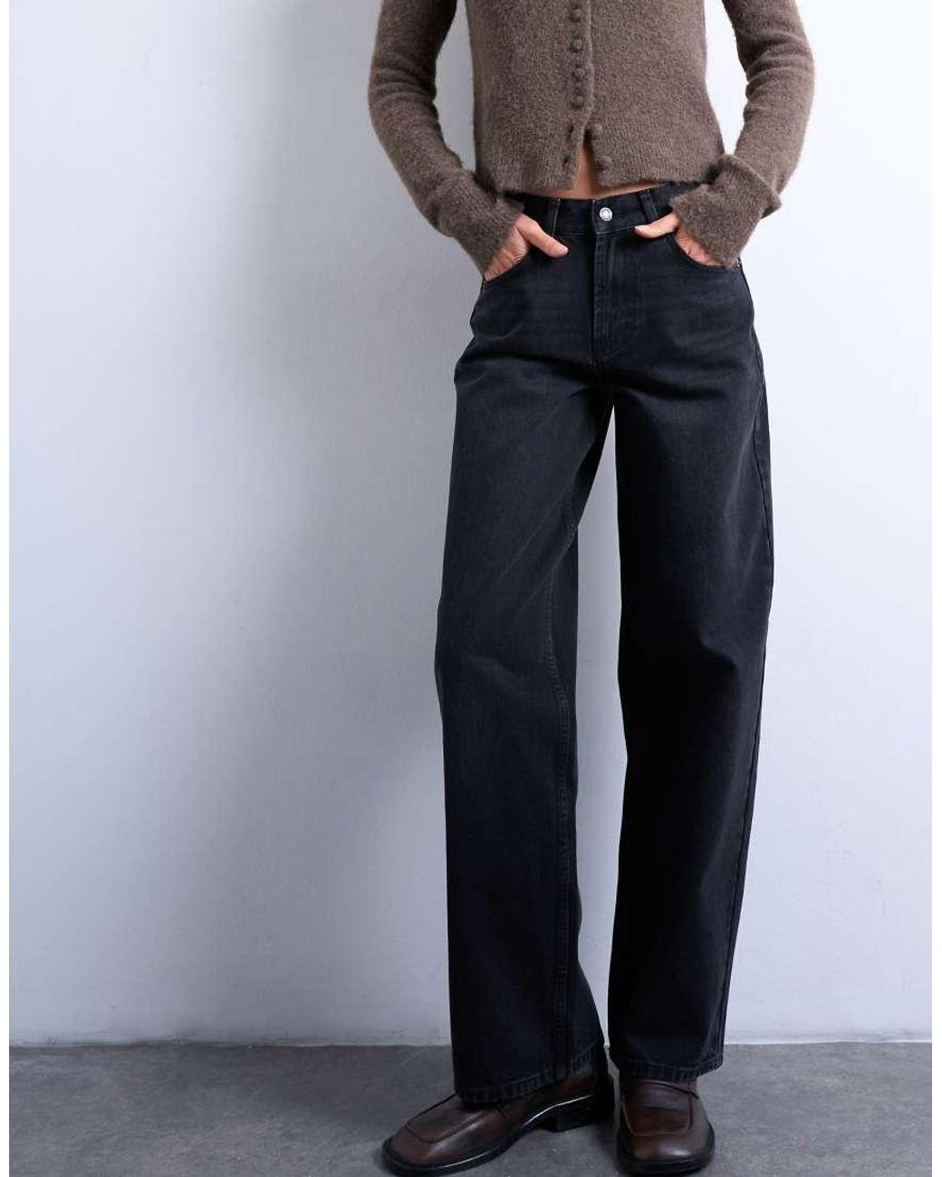 TOPSHOP Blue Cinch Low Rise Relaxed Jean