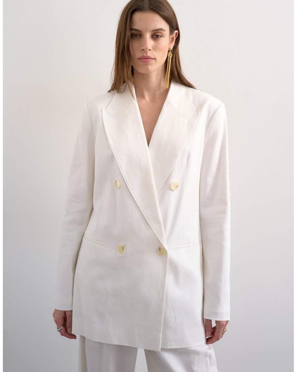 TOPSHOP Natural Linen Chuck On Blazer