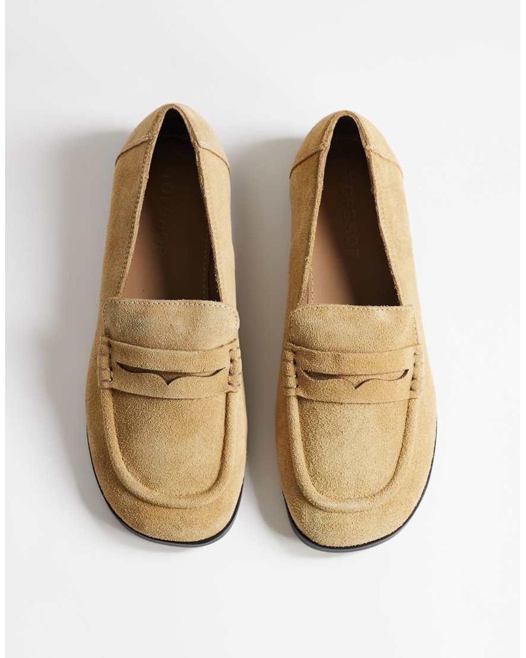 TOPSHOP Green Charlie Real Suede Flat Loafer