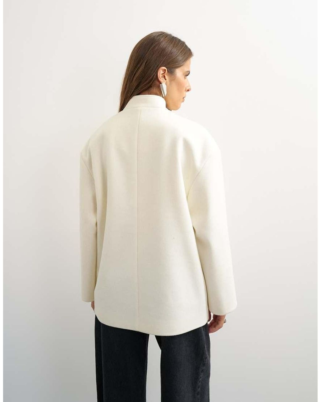 TOPSHOP White Self frogging Formal Blazer Coat