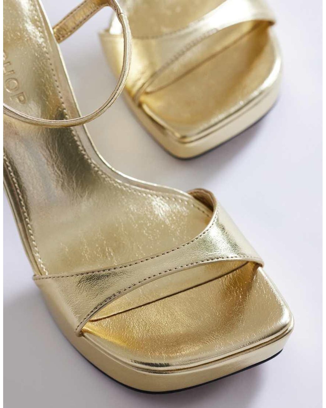 TOPSHOP Metallic Faye Platform Two Part High Heel Sandals