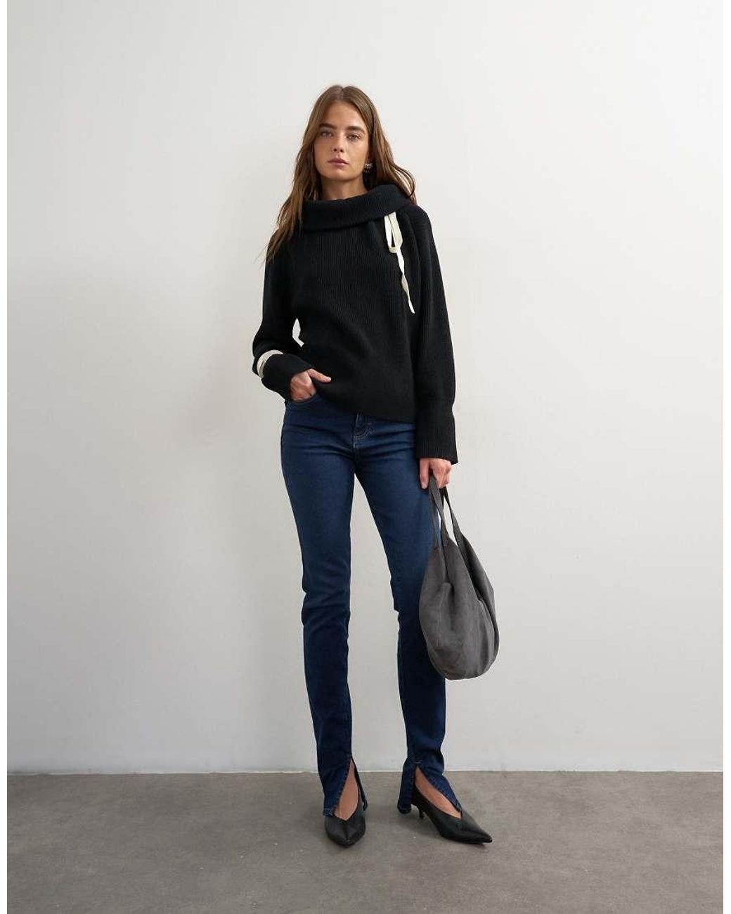 TOPSHOP White Skinny High Rise Jean With Side Split