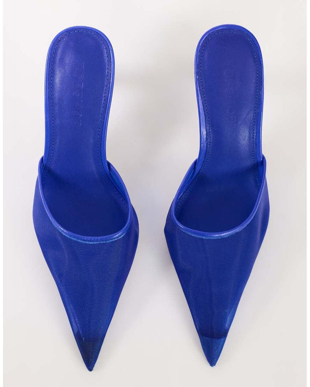 TOPSHOP Blue Alessio Angular Heel Pointed Court Shoe