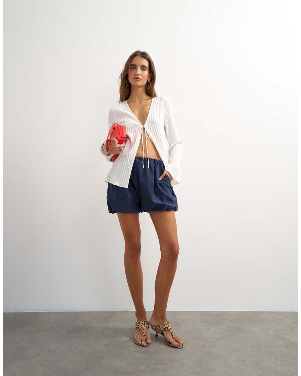 TOPSHOP Blue Techy Bubble Hem Shorts