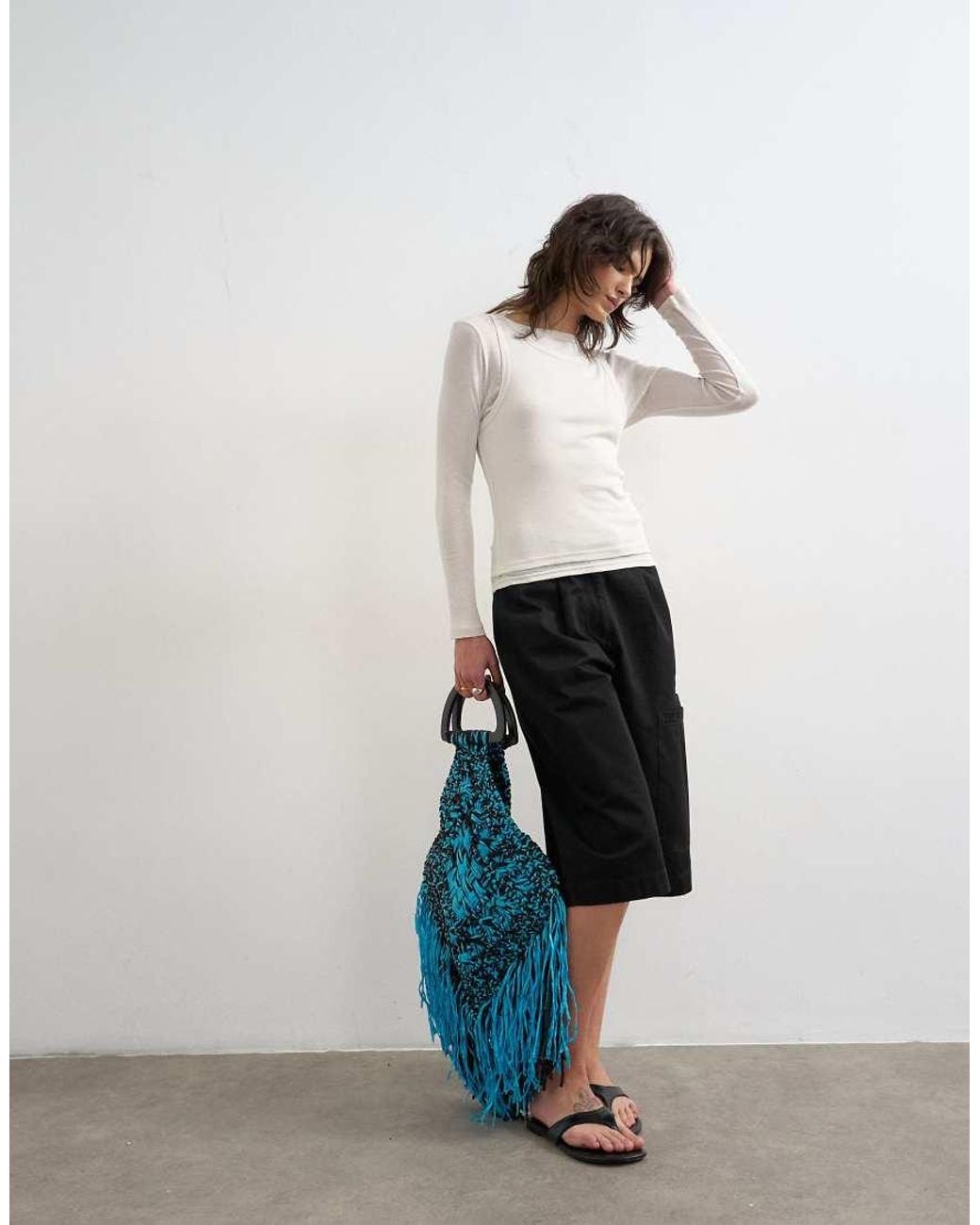 TOPSHOP White Double Layer Long Sleeve Top