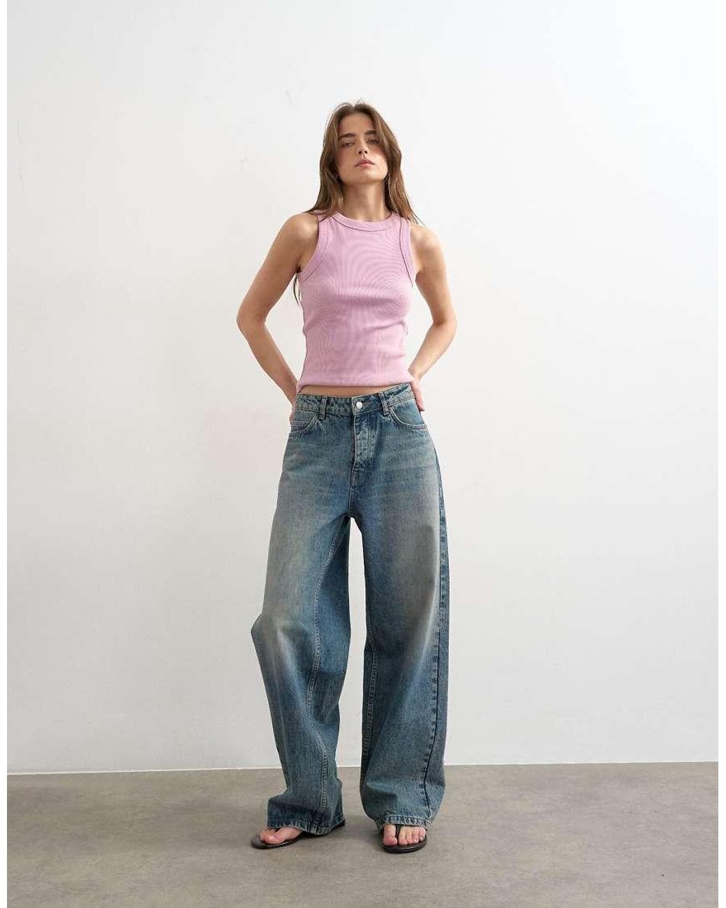 TOPSHOP Purple Rib Racer Vest