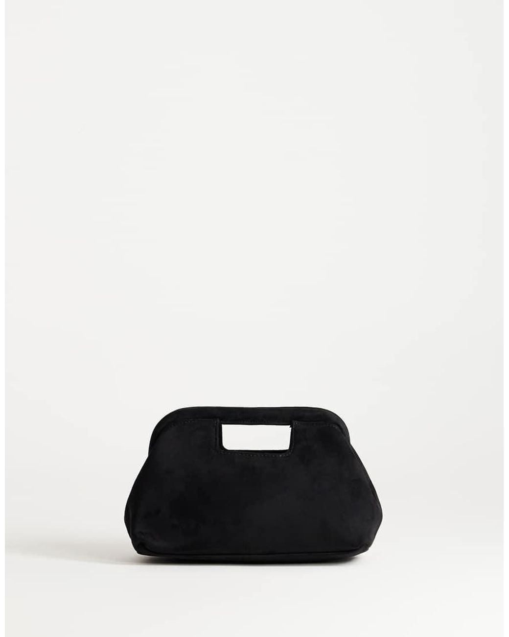 TOPSHOP Black Gordan Medium Suedette Clutch With Handle