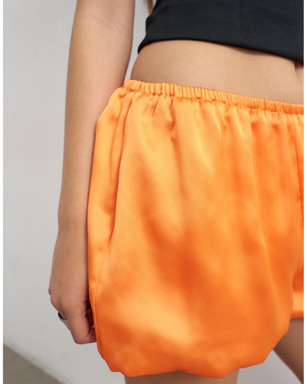 TOPSHOP Orange Satin Bubble Short