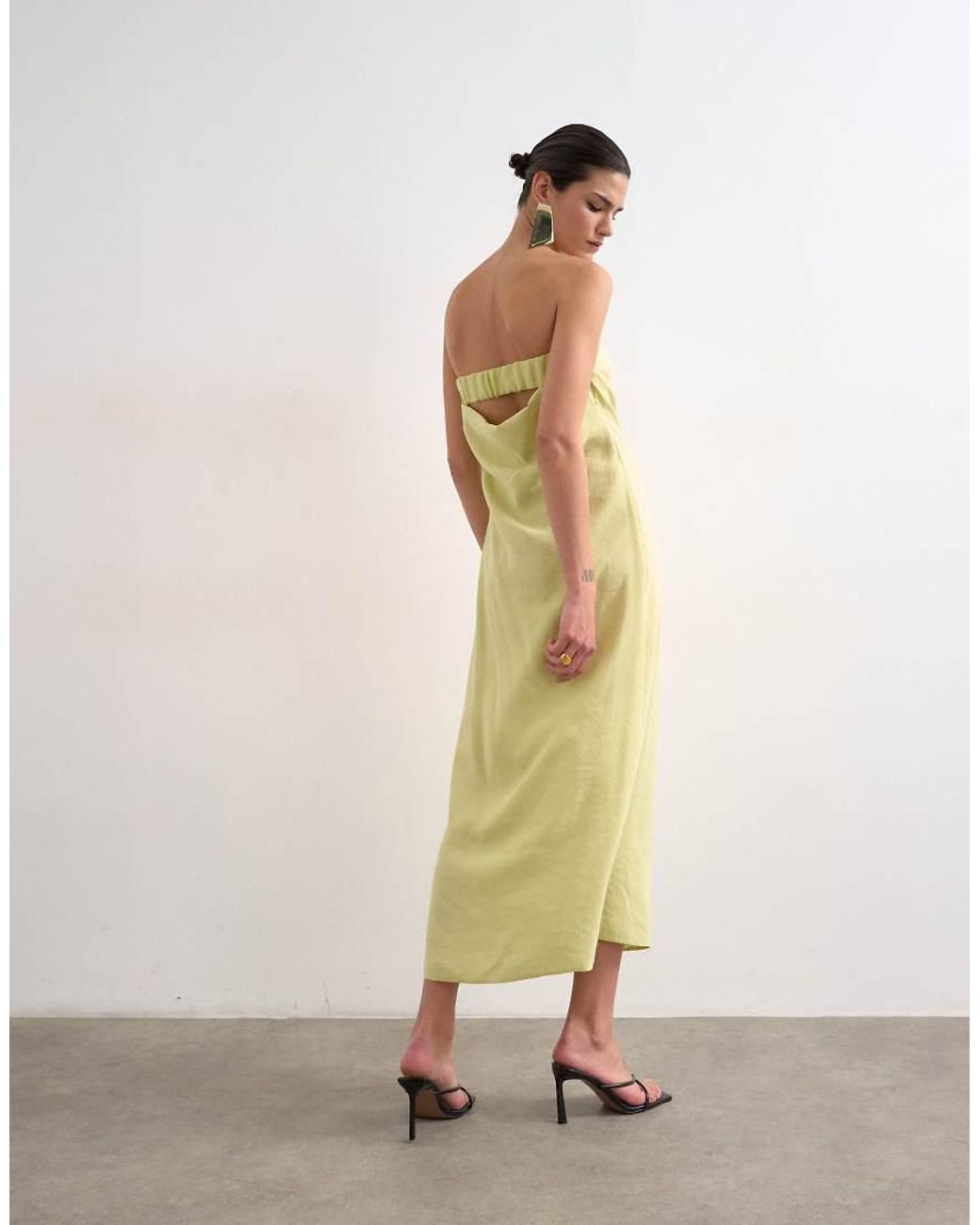 TOPSHOP Natural Cowl Back Strapless Midaxi Dress