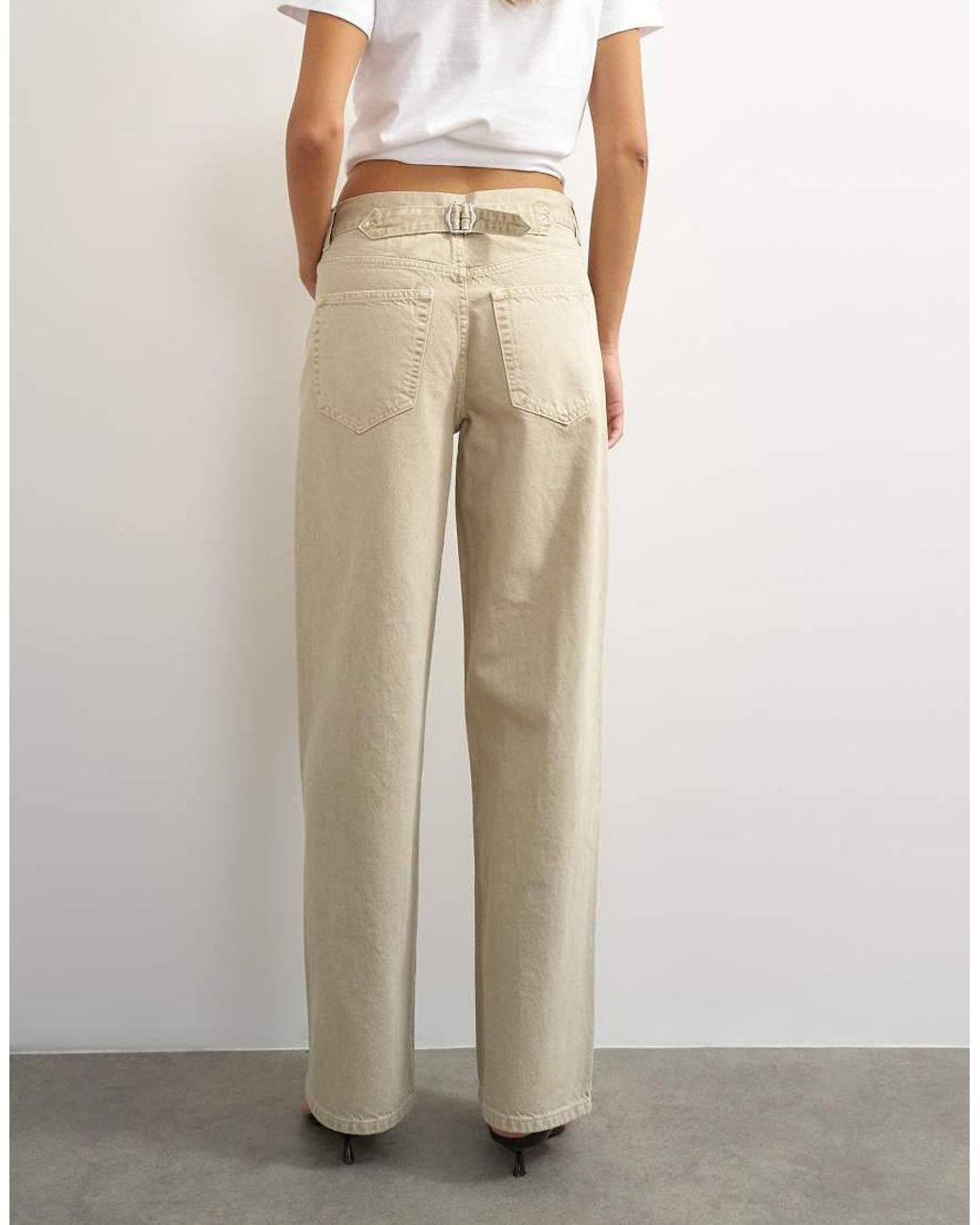 TOPSHOP Natural Cinch Low Rise Relaxed Jean