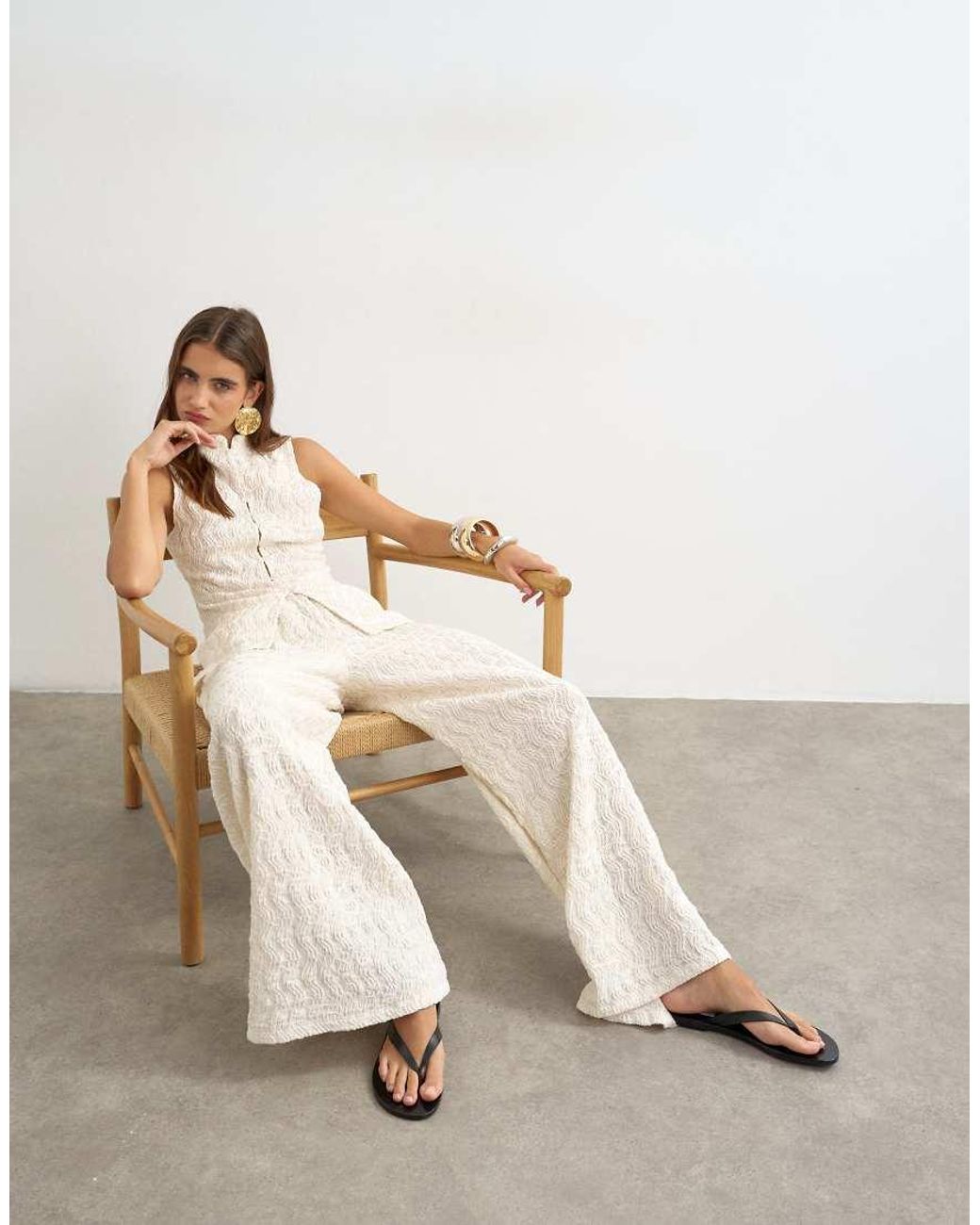 TOPSHOP White Embroidered Lace Wide Leg Trouser Co-Ord