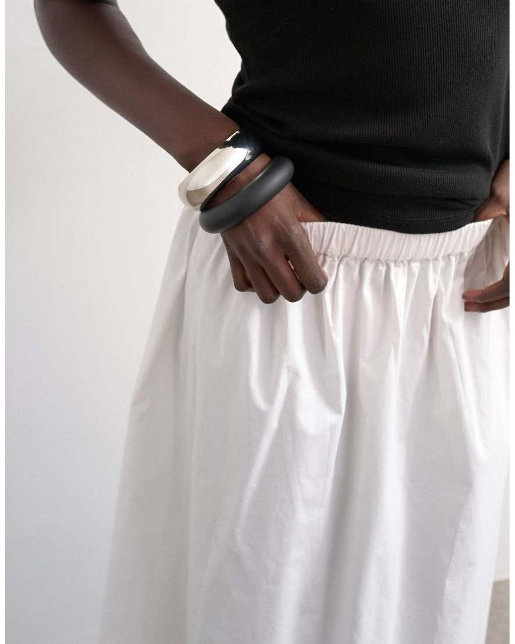 TOPSHOP White Lace Hem Full Circle Maxi Skirt