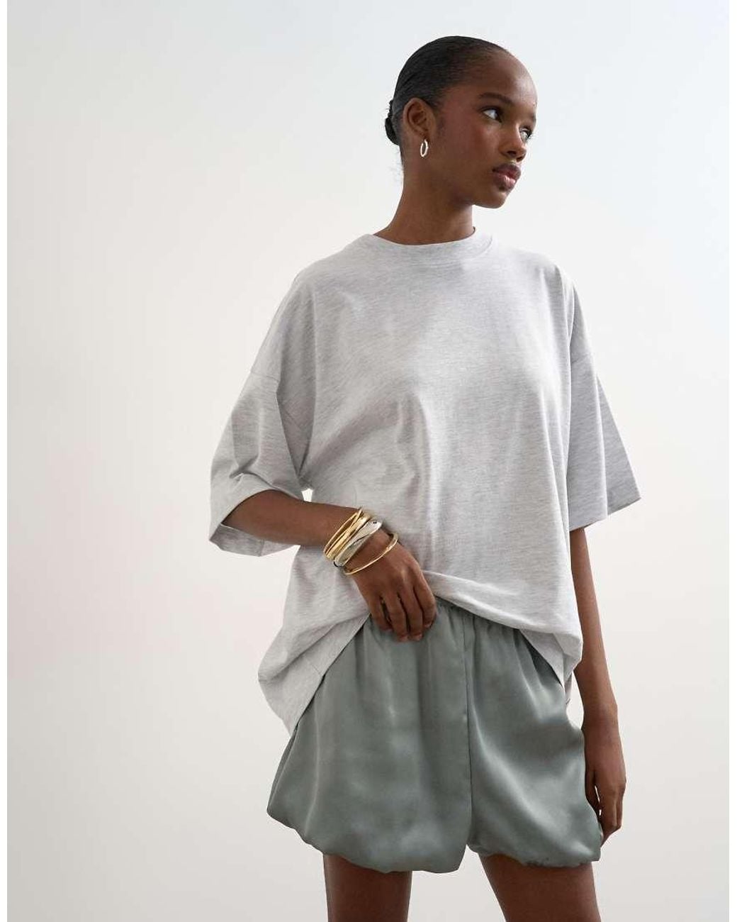 TOPSHOP White Satin Bubble Shorts