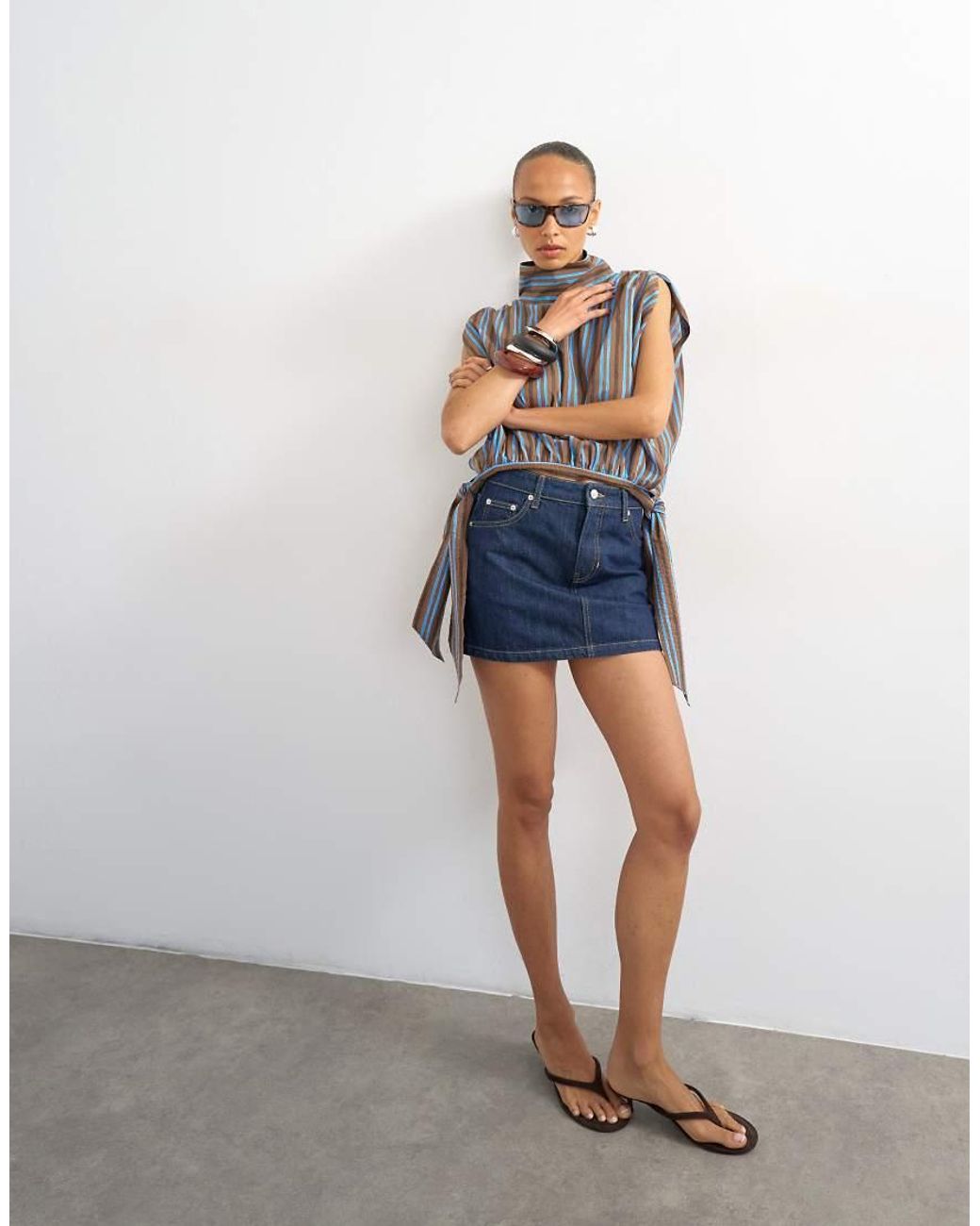 TOPSHOP Blue Denim Mini Pelmet Skirt