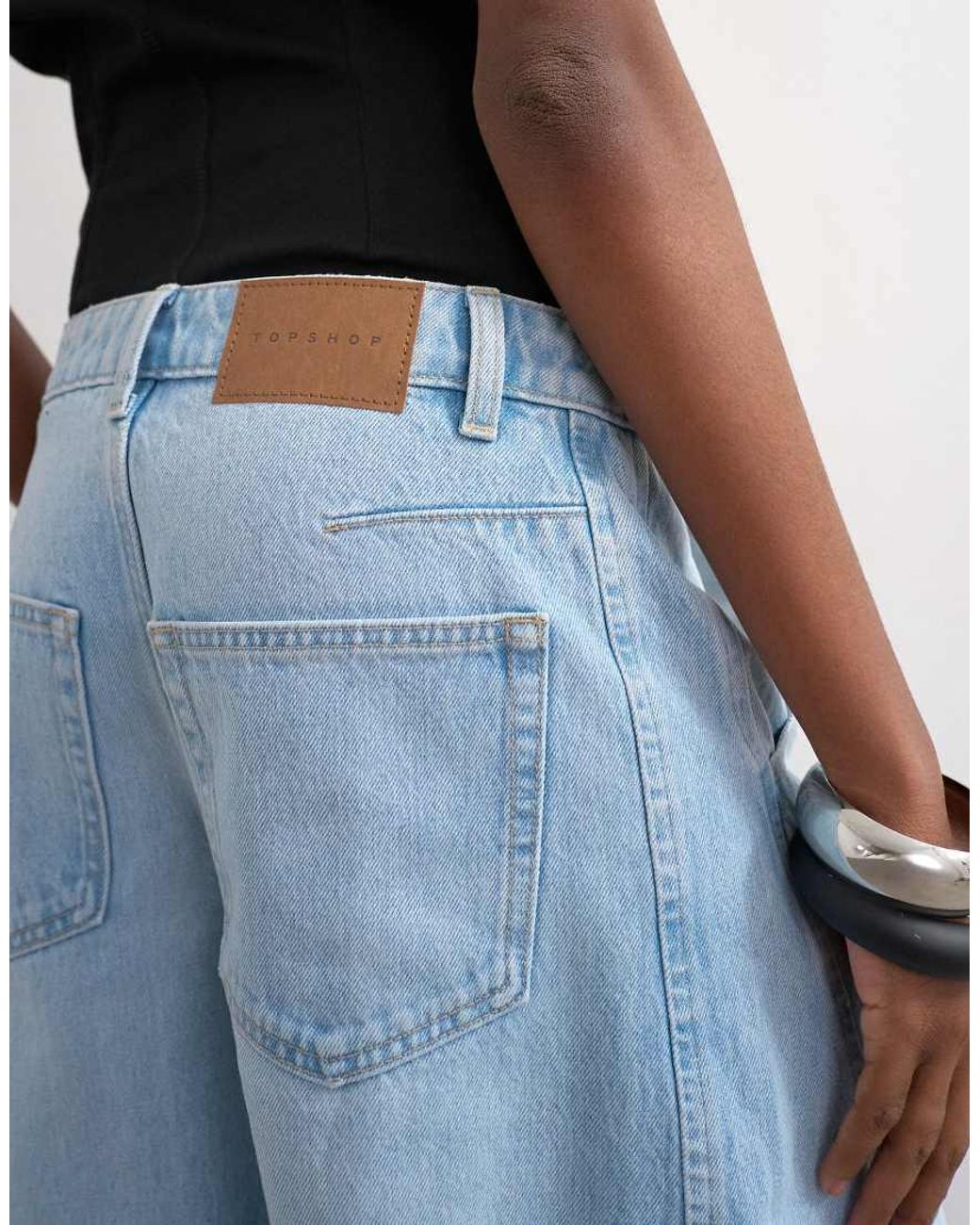 TOPSHOP Multicolor Denim Barrel Jort