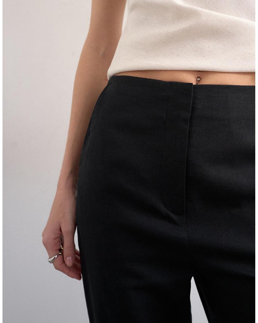 TOPSHOP Pink Linen Slim Fit Trouser