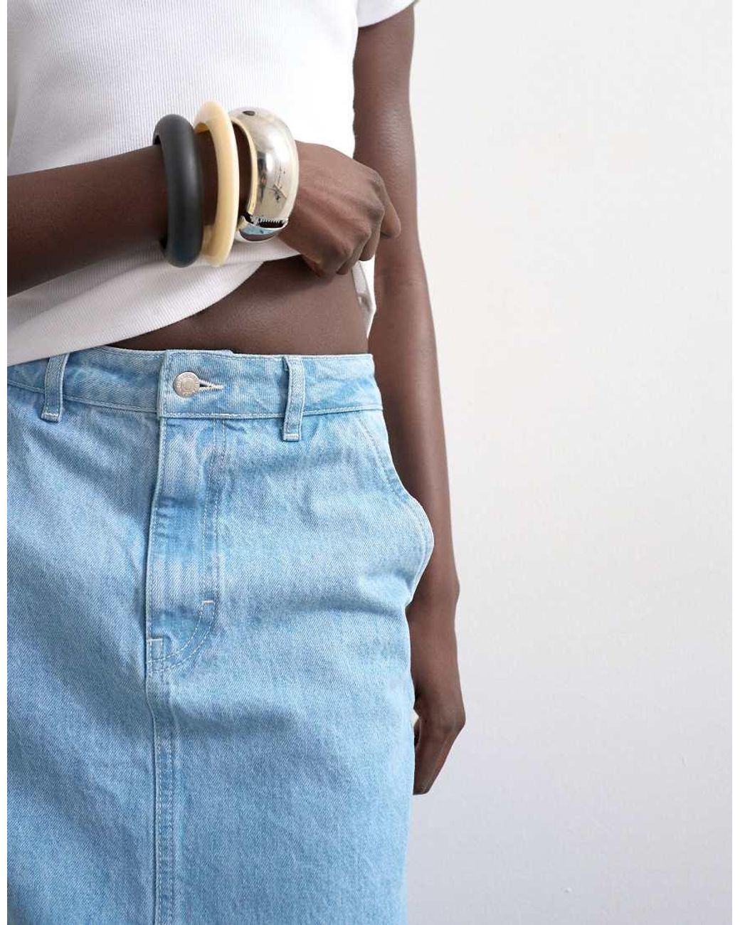 TOPSHOP Blue Denim Column Skirt