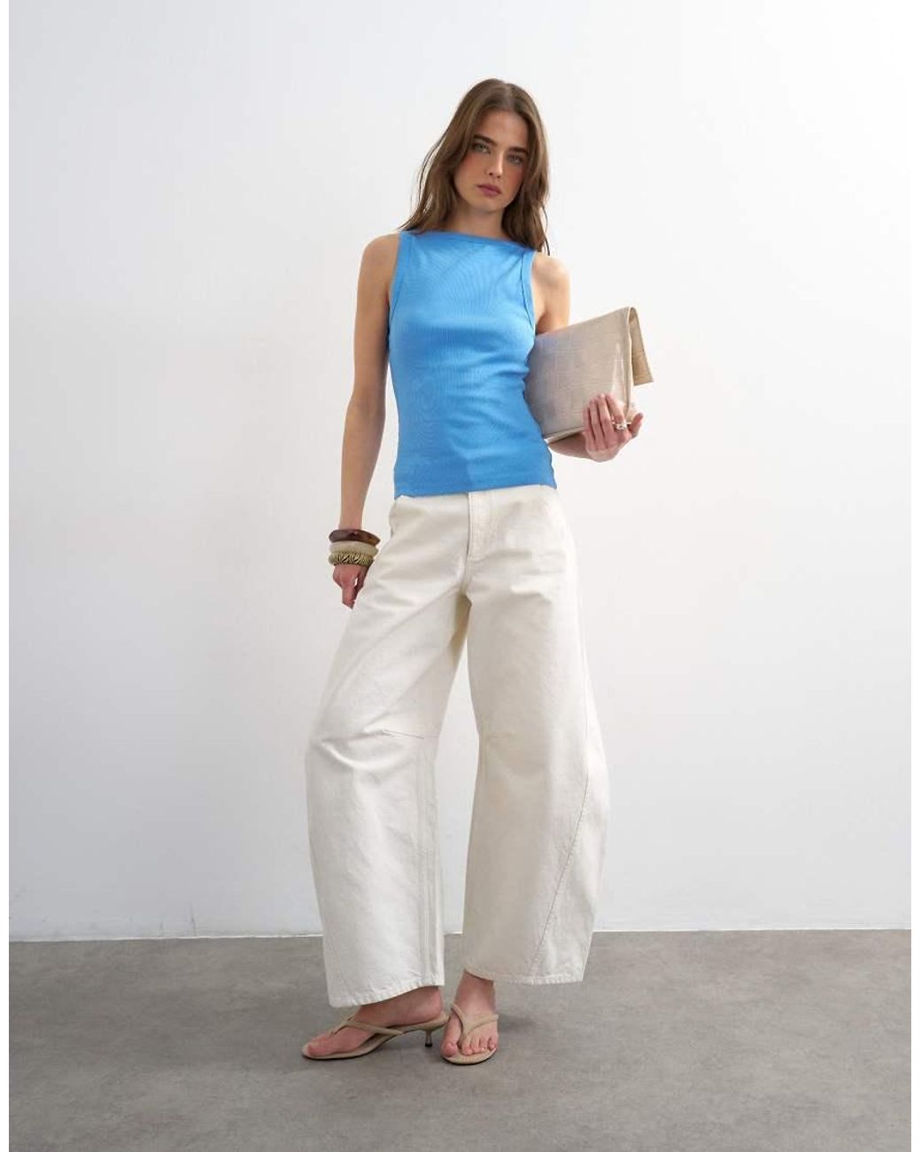 TOPSHOP Blue Slash Neck Racer Vest