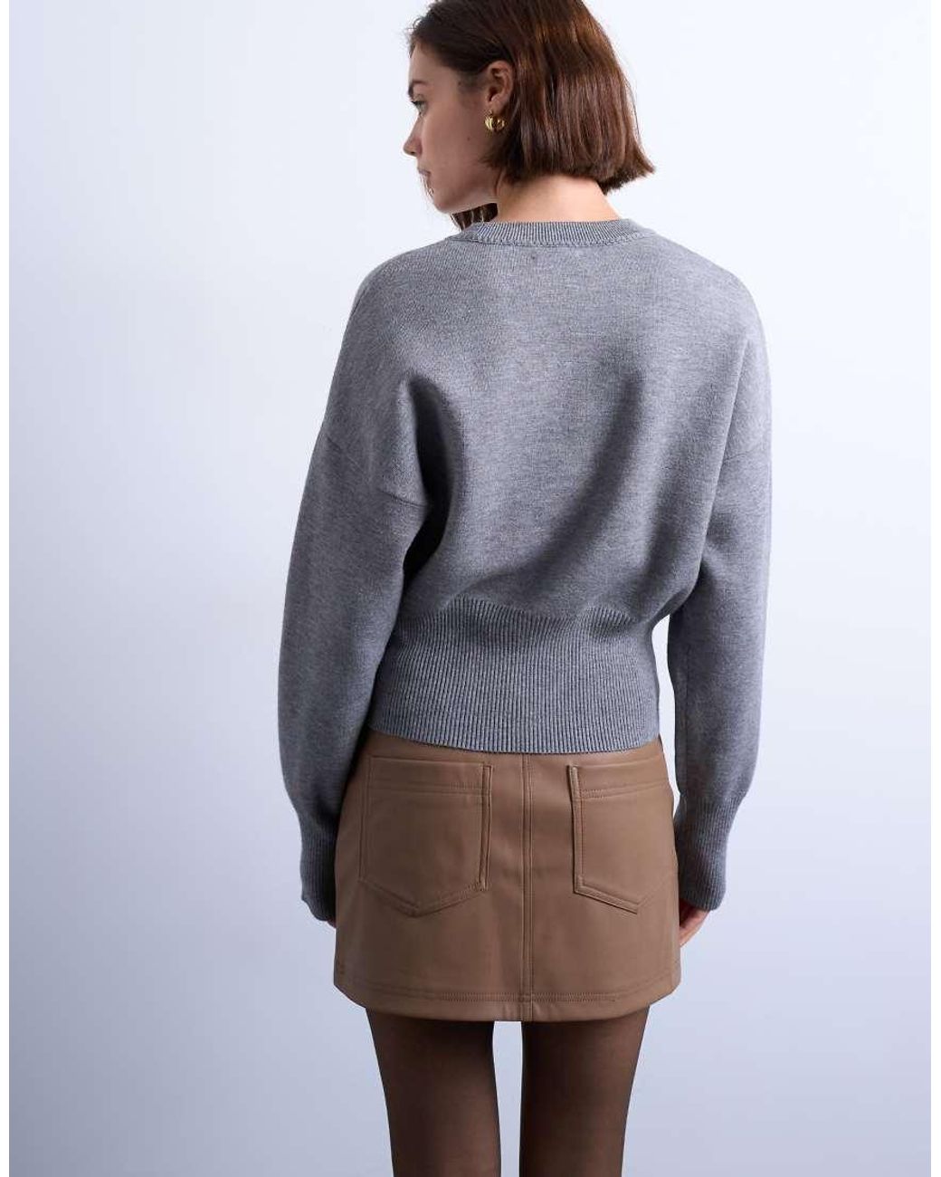 TOPSHOP Green Knit Compact Fitted Waist Sweater