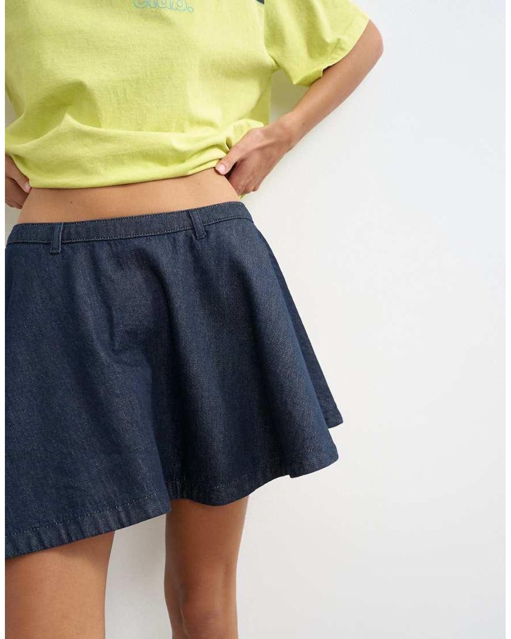 TOPSHOP Blue Denim Asymmetric Mini Skirt