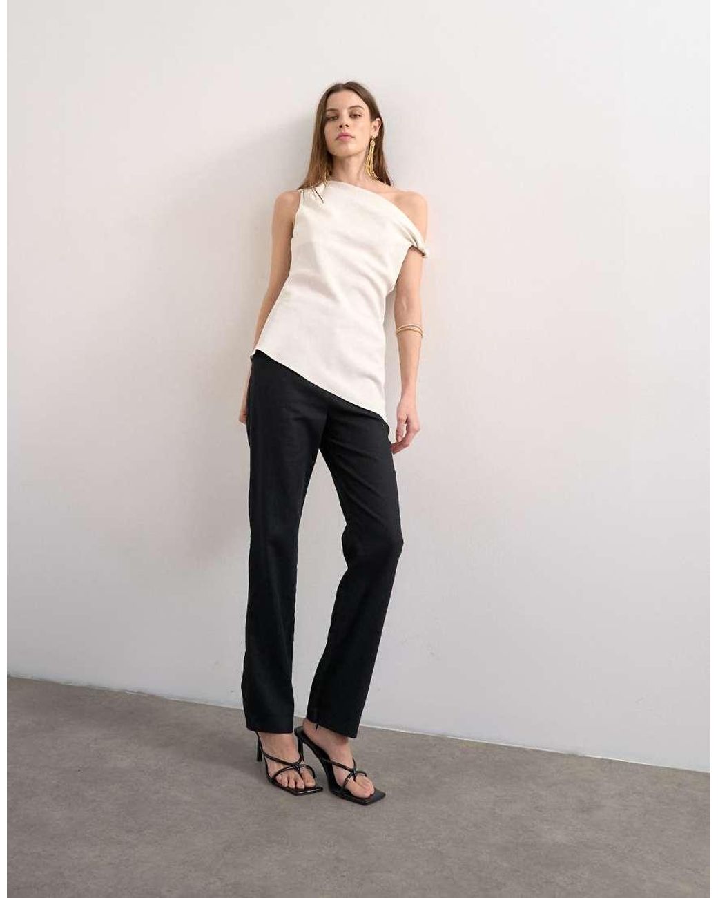 TOPSHOP Pink Linen Slim Fit Trouser