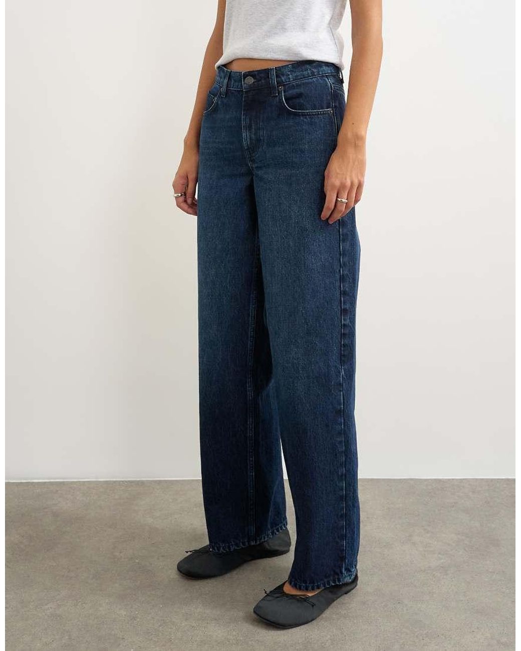 TOPSHOP Blue Cinch Low Rise Relaxed Jeans