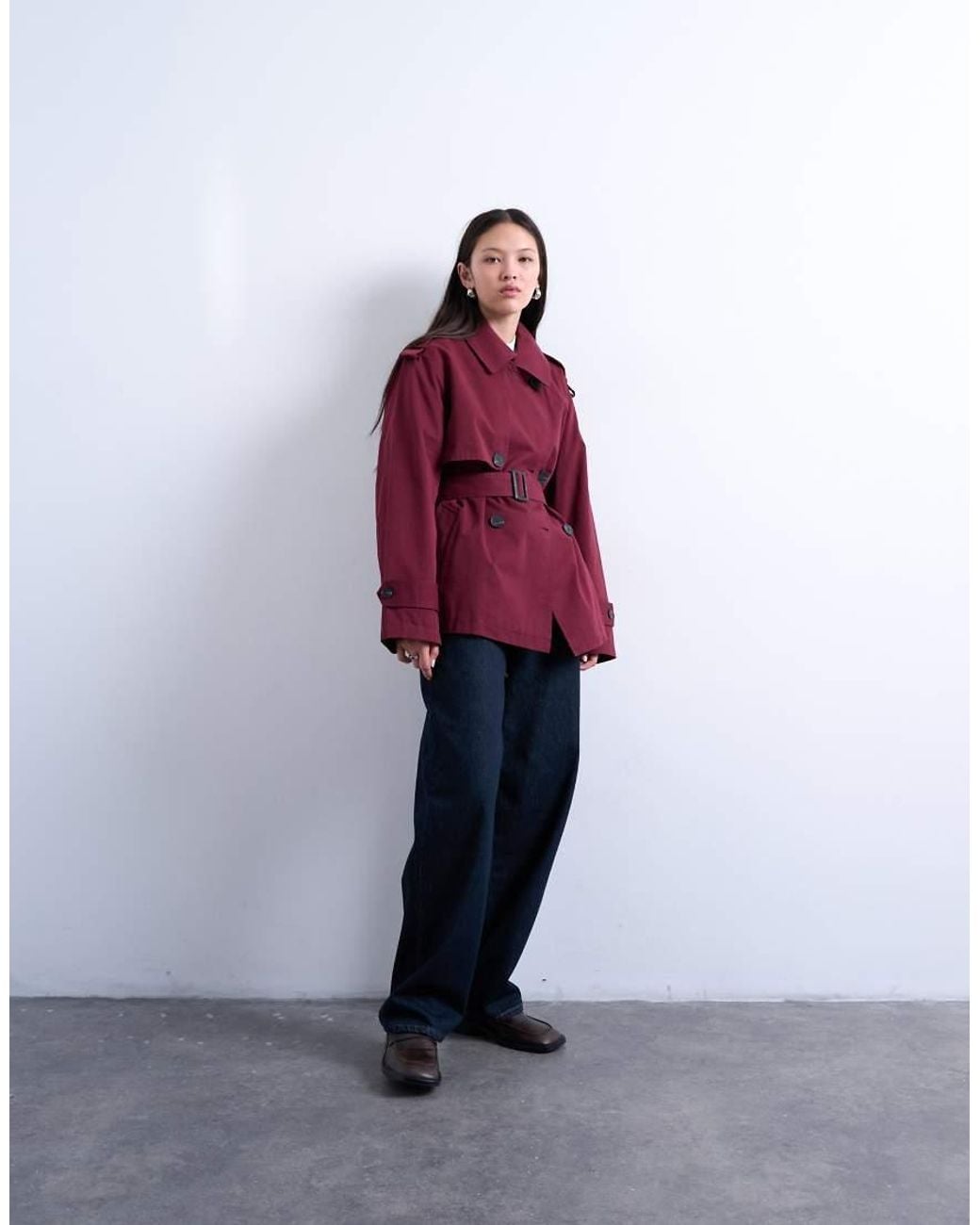 TOPSHOP Red Short 90S Trench Coat
