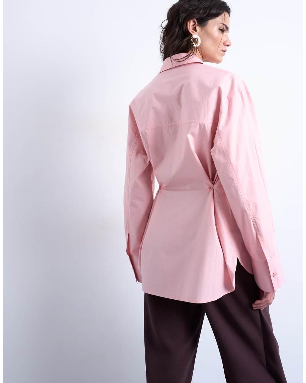 TOPSHOP Pink Darted Cuff Oversized Shirt