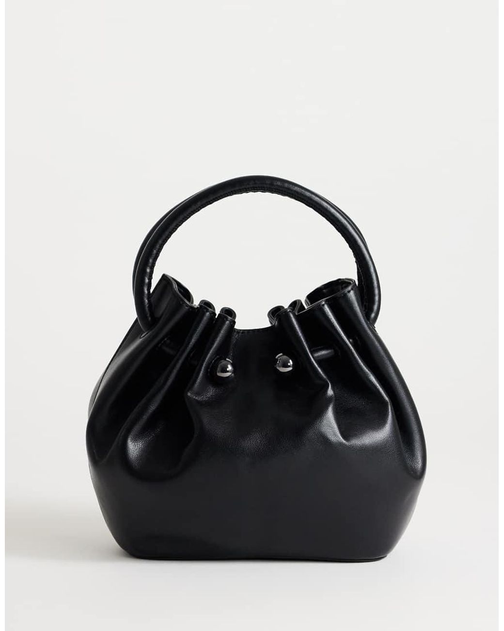 TOPSHOP Black Paige Medium Ring Handle Grab Bag