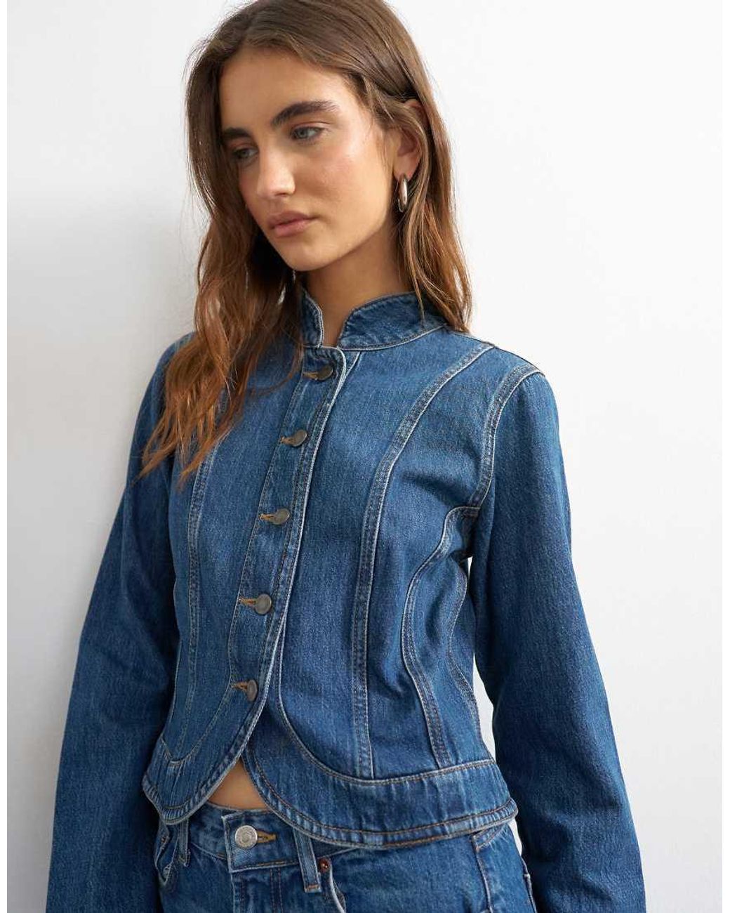 TOPSHOP Blue Denim Drummer Boy Jacket