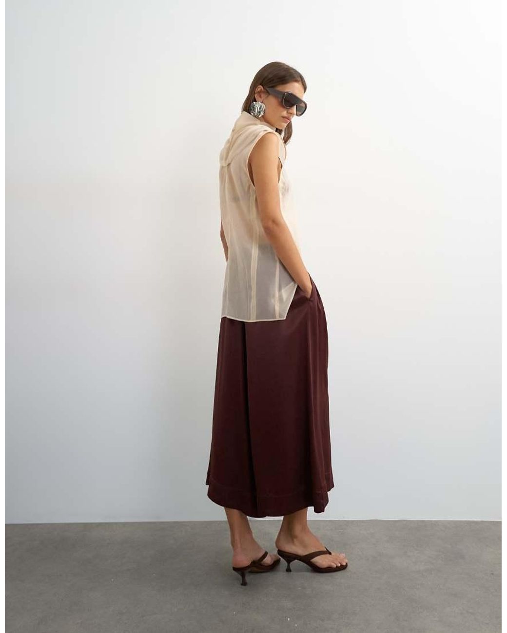 TOPSHOP Brown Satin Culotte