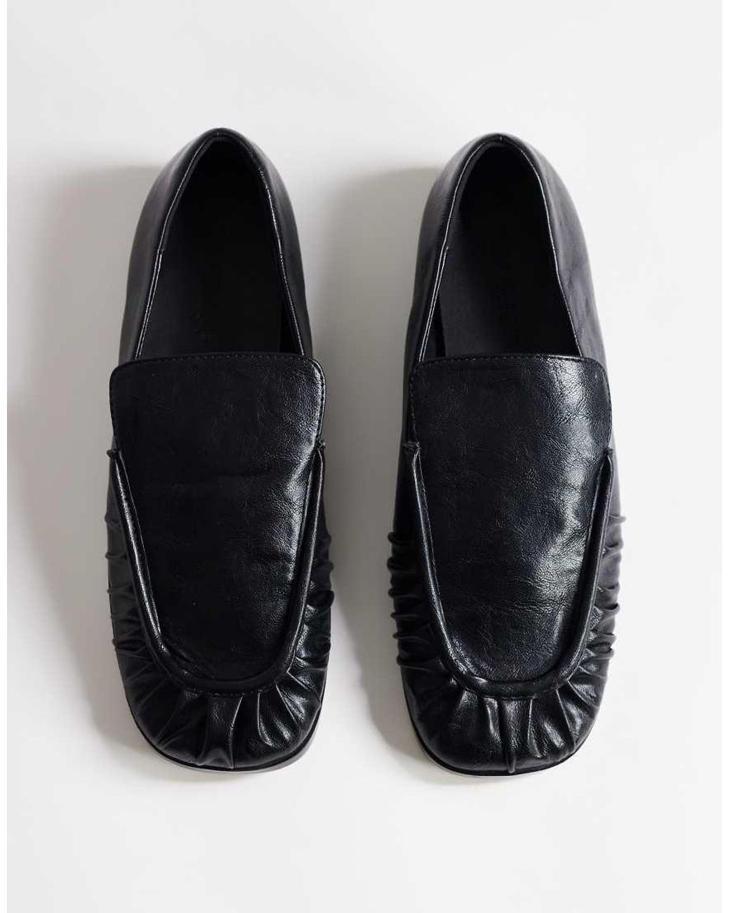 TOPSHOP Black Dora Ruched Loafers