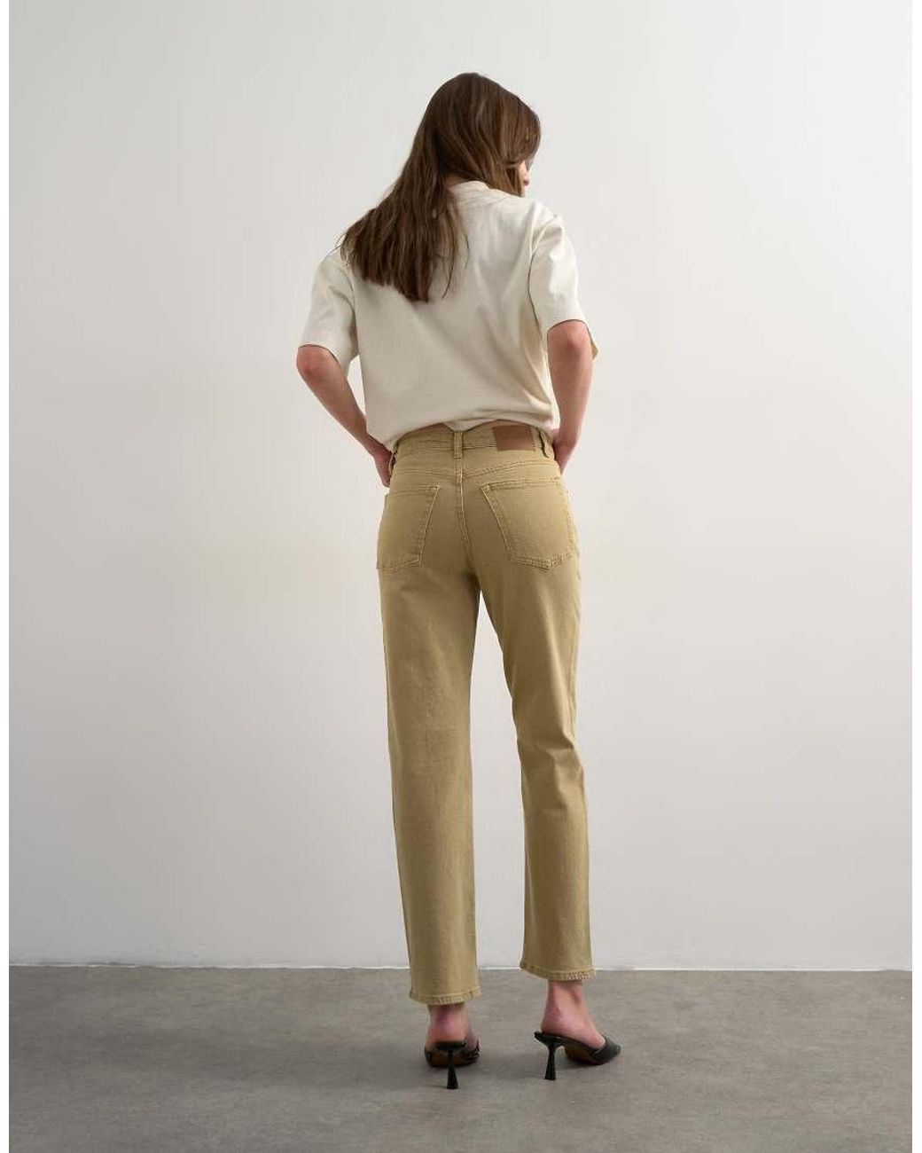 TOPSHOP Natural Orson Mid Rise Comfort Straight Jean