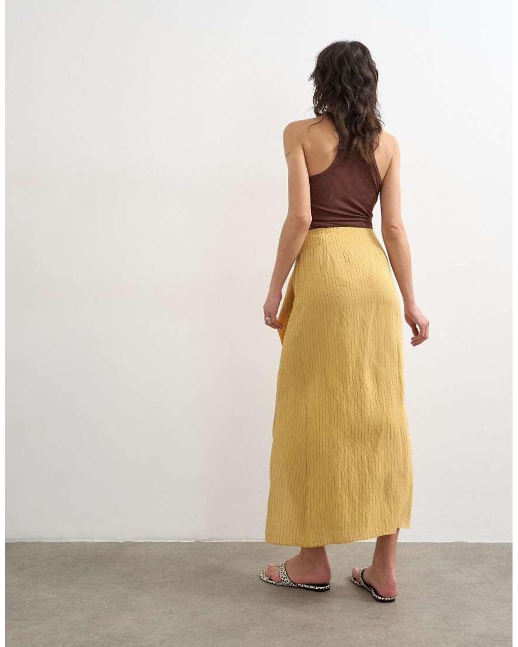 TOPSHOP Natural Sarong Wrap Midi Skirt