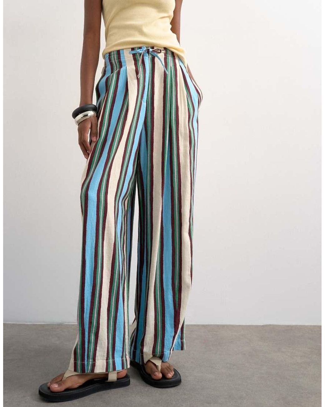 TOPSHOP White Linen Balloon Trouser With Tie Waist
