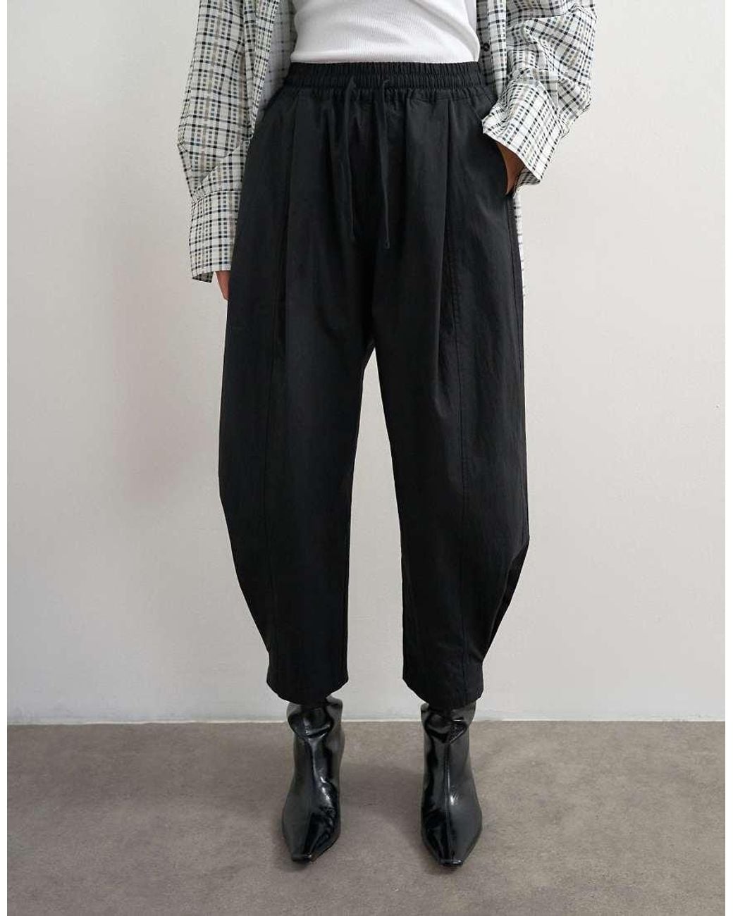 TOPSHOP Black Drawcord Techy Balloon Trousers