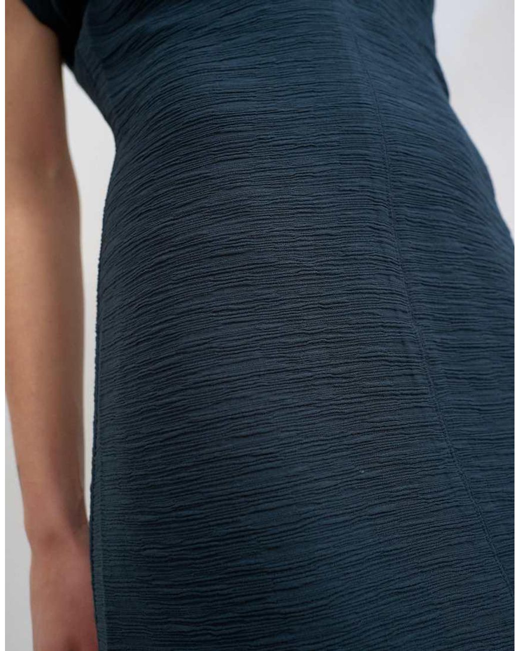 TOPSHOP Blue Drop Shoulder Blouson Waist Crinkle Maxi Dress