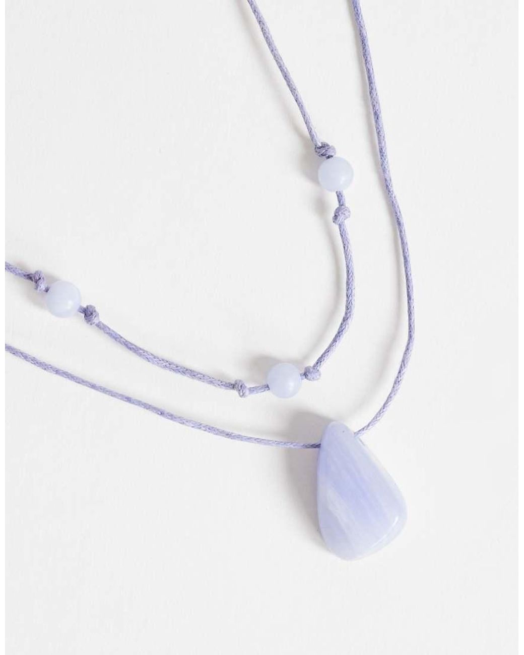 TOPSHOP White Ottie Cord Necklace With Semi Precious Stones