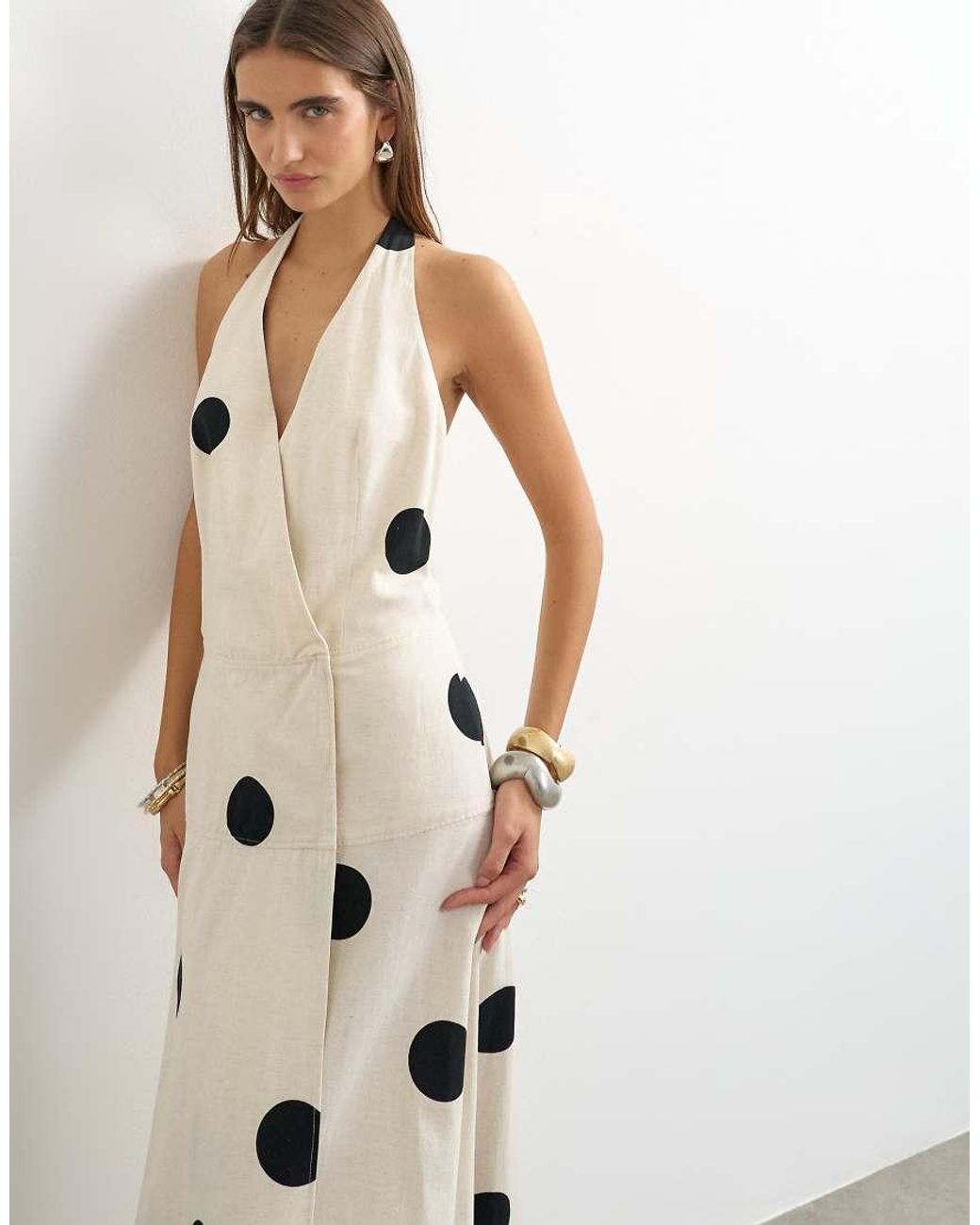 TOPSHOP White Premium Halter Neck Wrap Maxi Dress