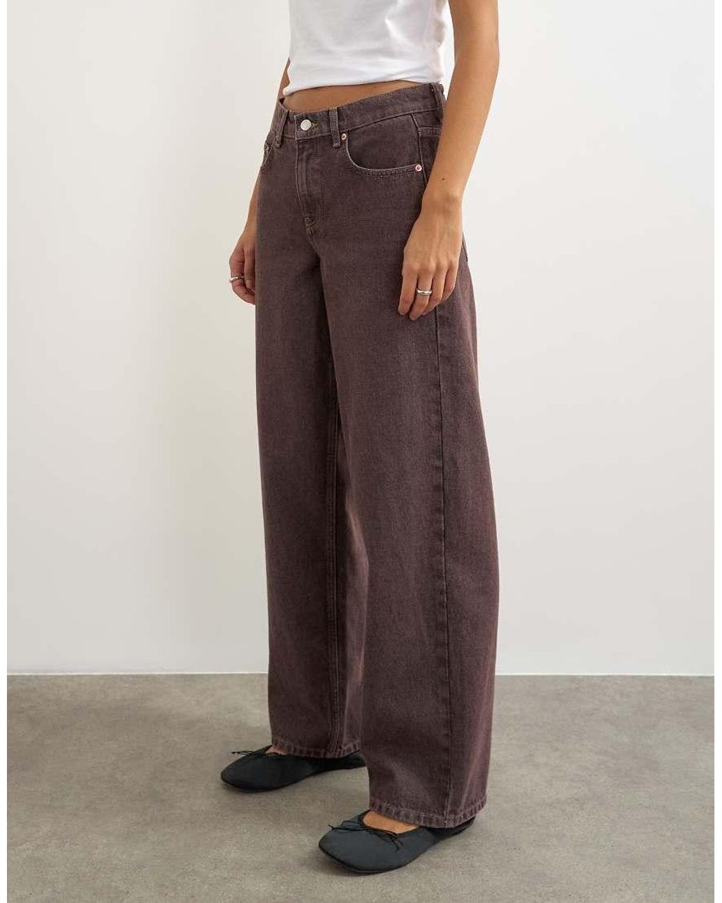 TOPSHOP White Cinch Low Rise Relaxed Jean
