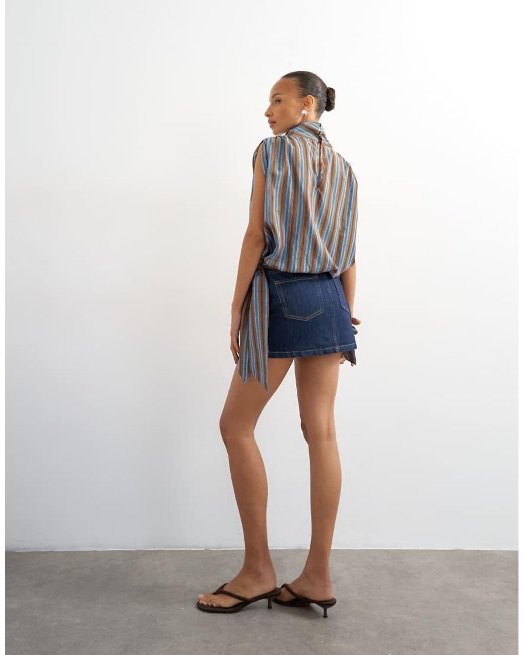 TOPSHOP Blue Denim Mini Pelmet Skirt