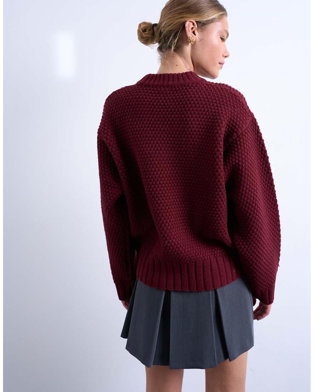 TOPSHOP Knit Embroidered Floral Sweater